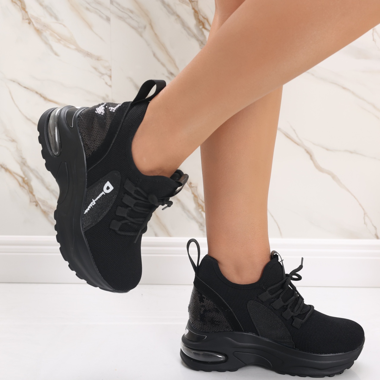 Sneakers dama cu Platforma Negri din Textil Andina - poza 4