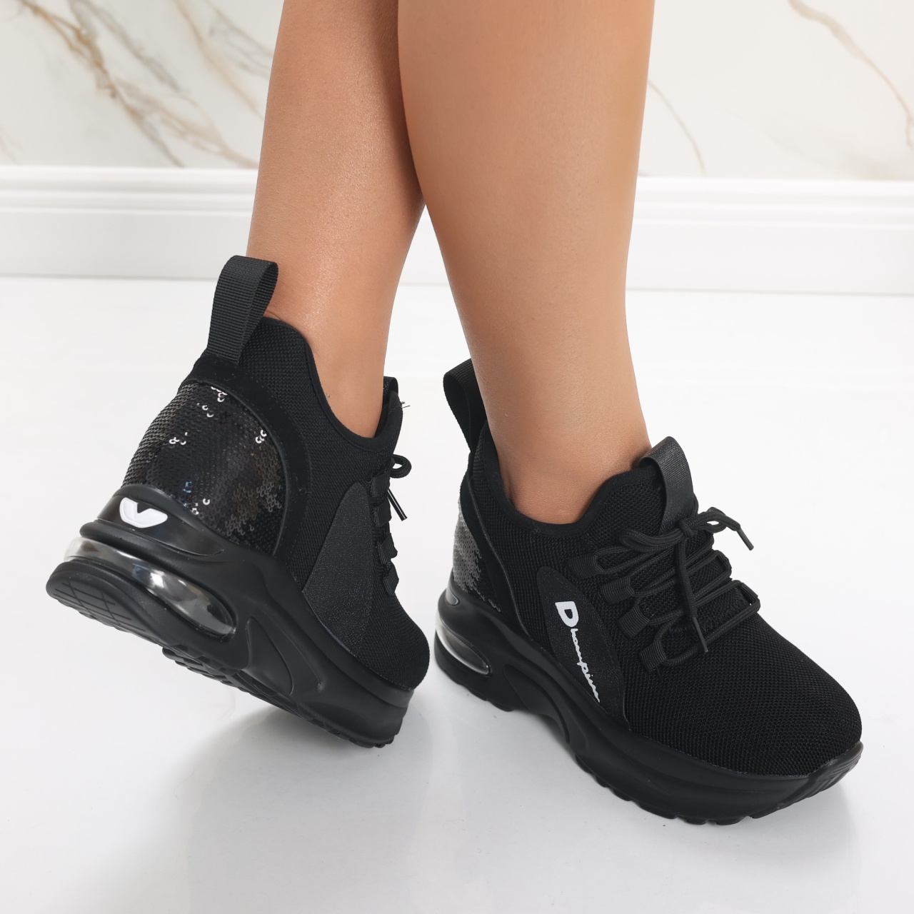 Sneakers dama cu Platforma Negri din Textil Andina - poza 5