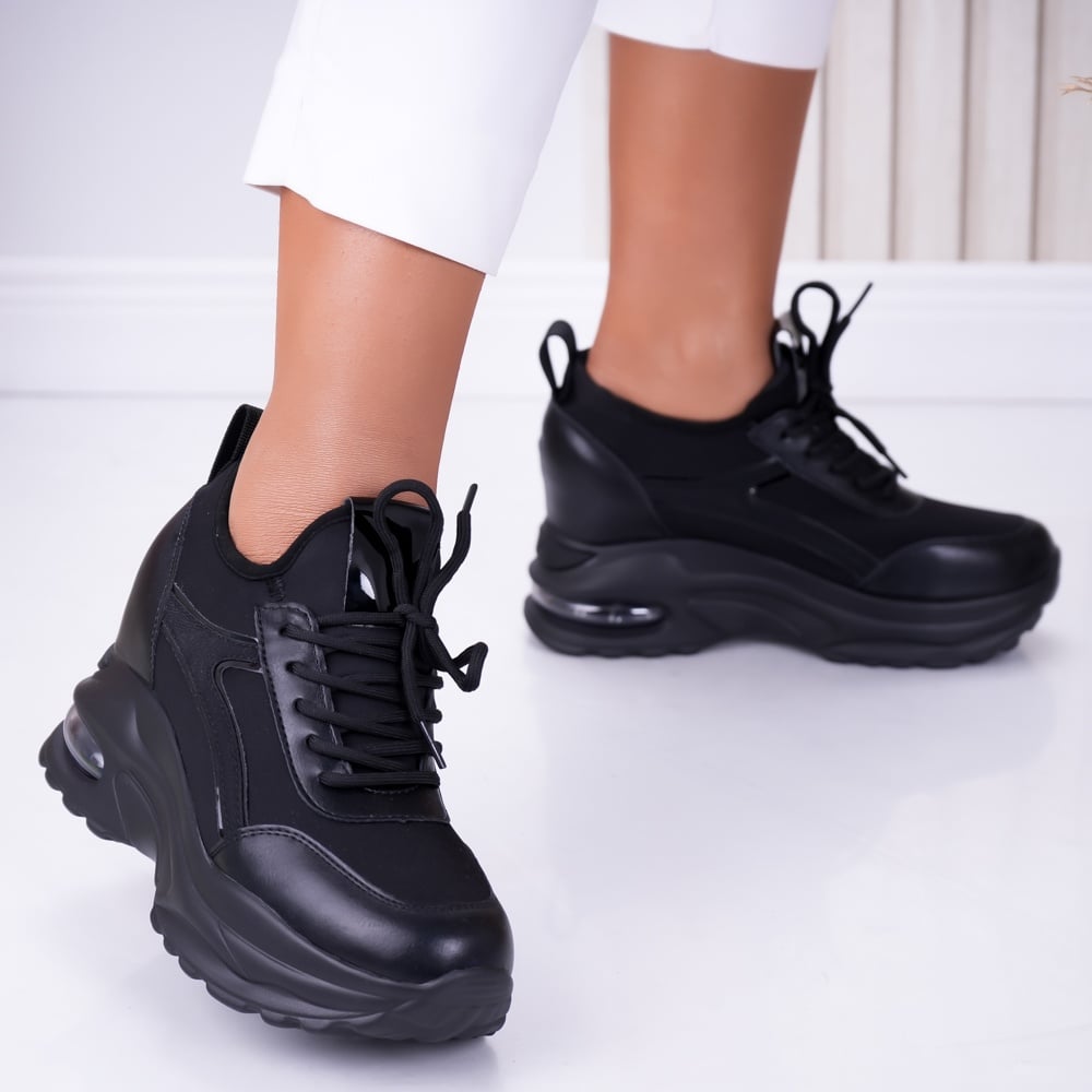 Sneakers dama cu platforma Negri din Textil Didi - poza 2