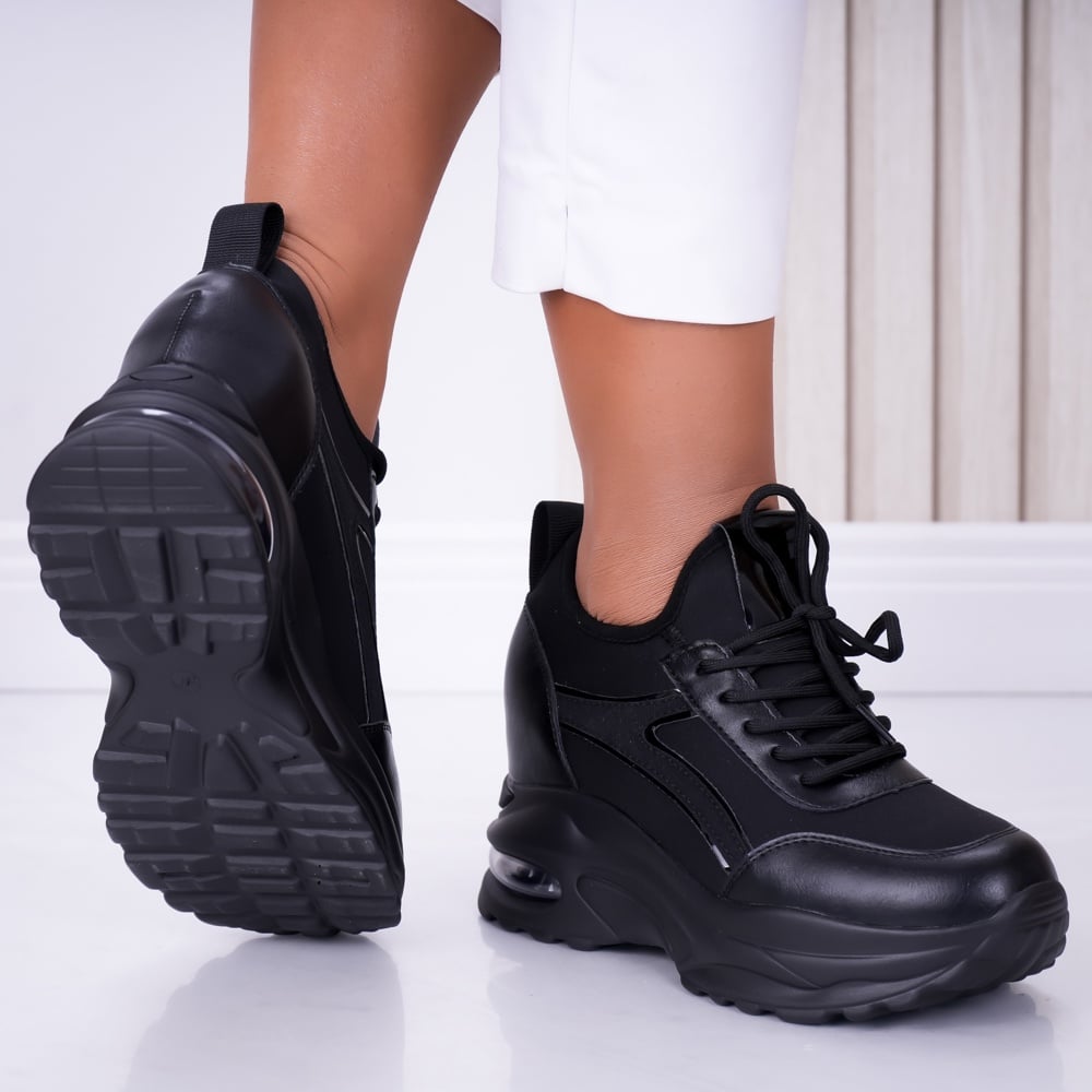 Sneakers dama cu platforma Negri din Textil Didi - poza 4