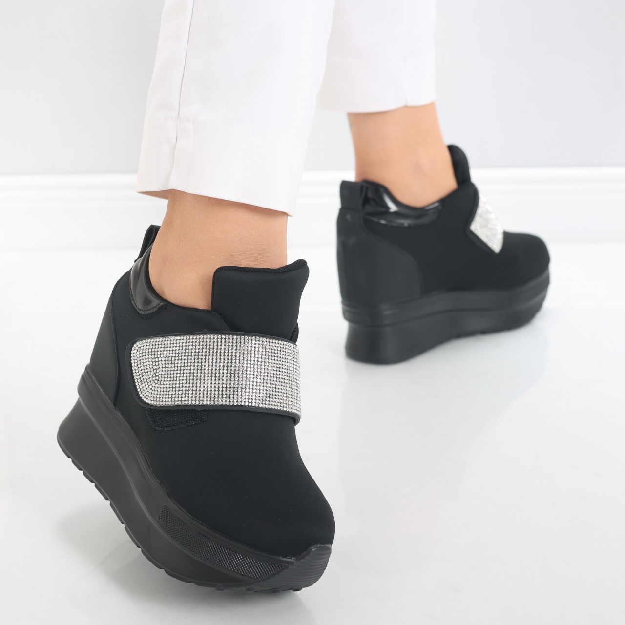 Sneakers dama cu platforma Negri din Textil Orea - poza 2