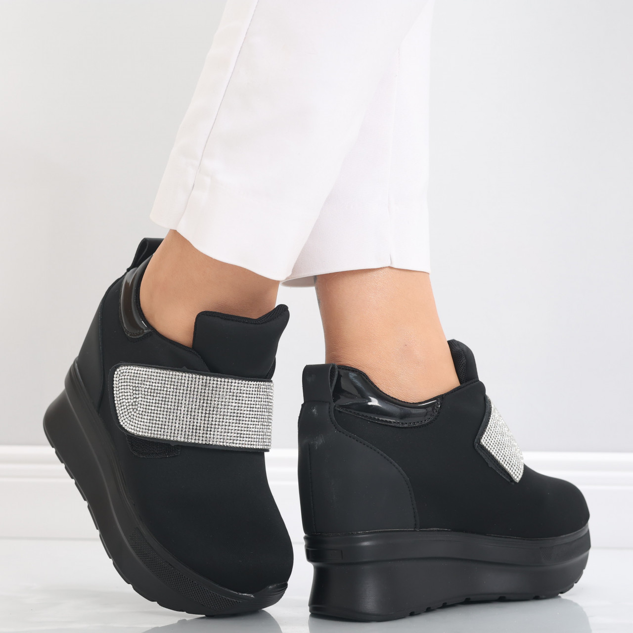 Sneakers dama cu platforma Negri din Textil Orea - poza 3
