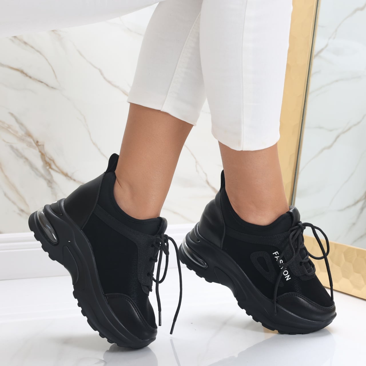 Sneakers dama cu Platforma Negri din Textil Sandina - poza 2