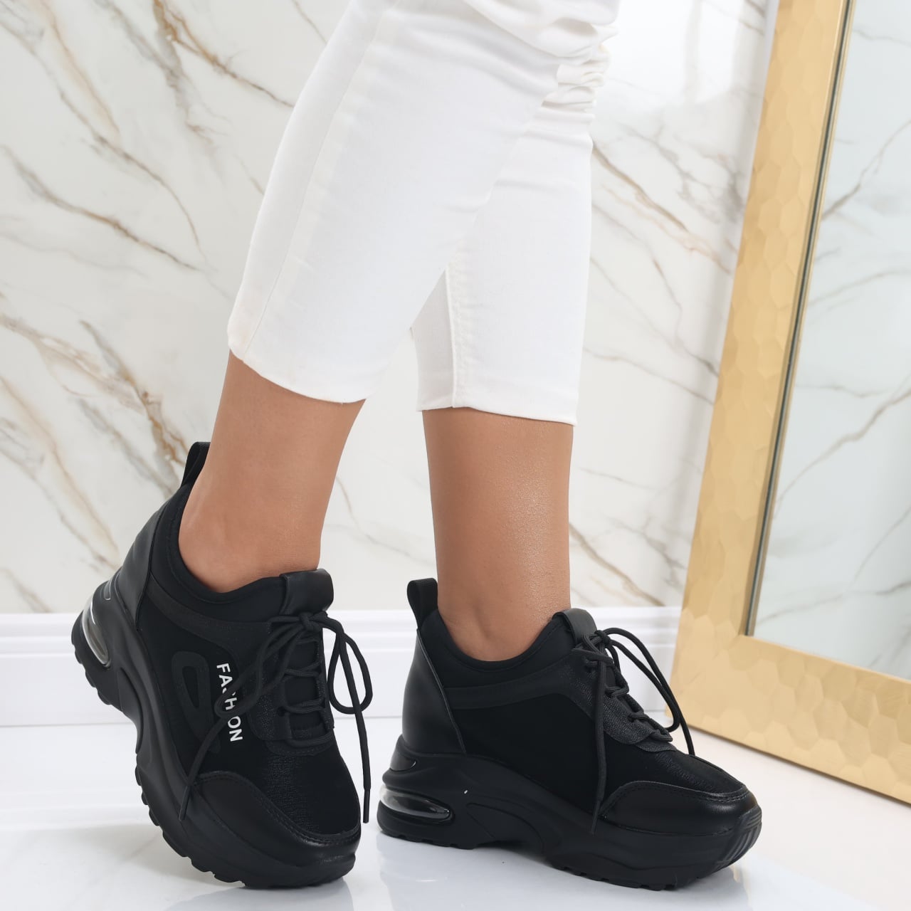 Sneakers dama cu Platforma Negri din Textil Sandina - poza 4