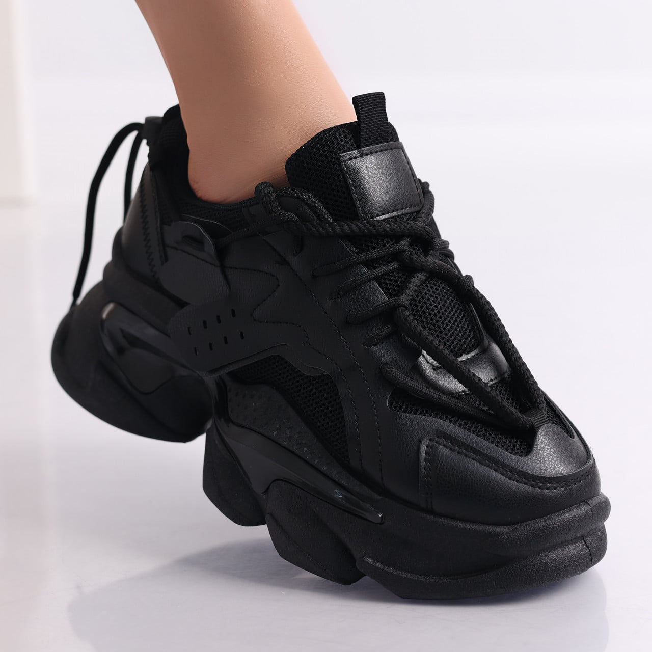 Sneakers dama Negri din Piele Ecologica Asenoi - poza 2
