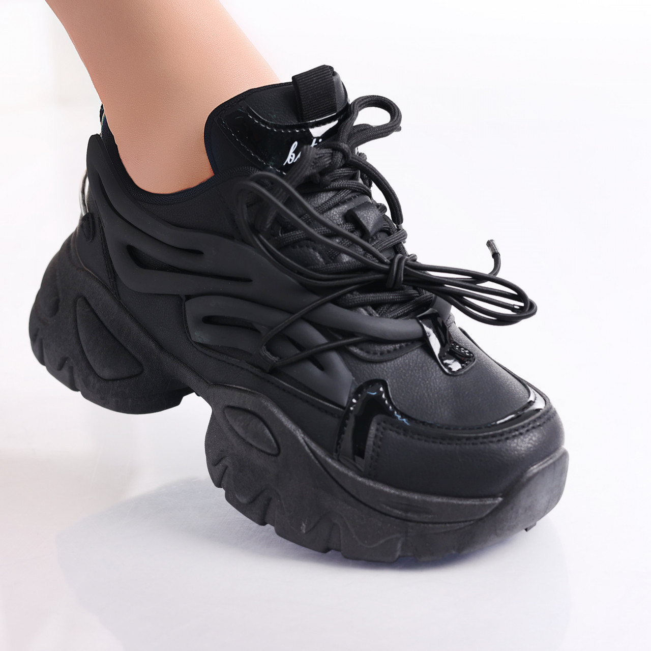 Sneakers dama Negri din Piele Ecologica Cyntia - poza 2