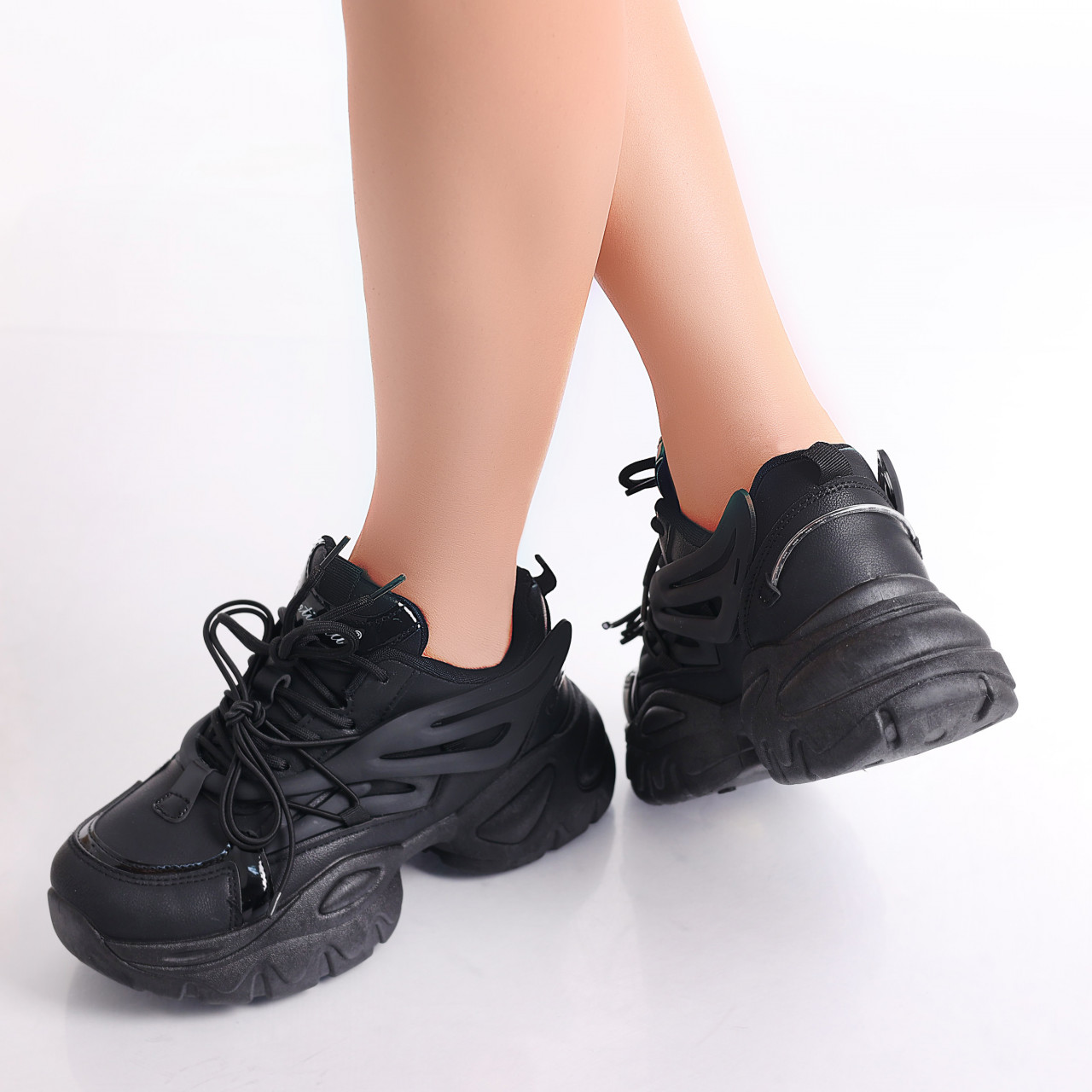 Sneakers dama Negri din Piele Ecologica Cyntia - poza 4
