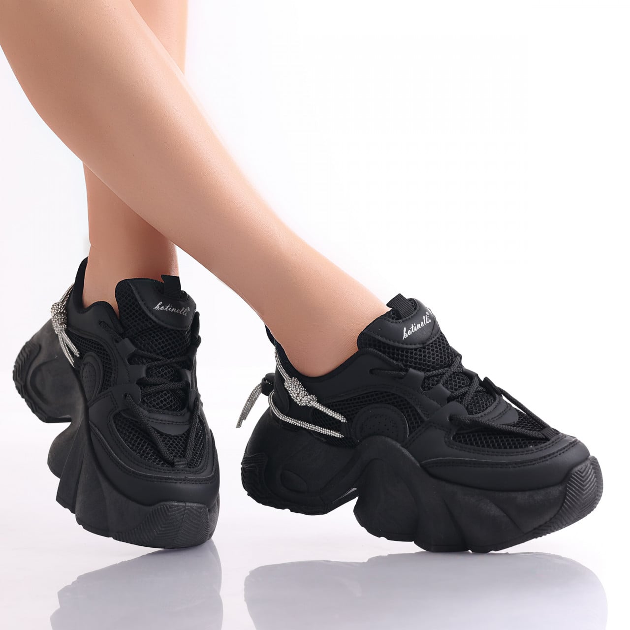 Sneakers dama Negri din Piele Ecologica Dionisa - poza 1