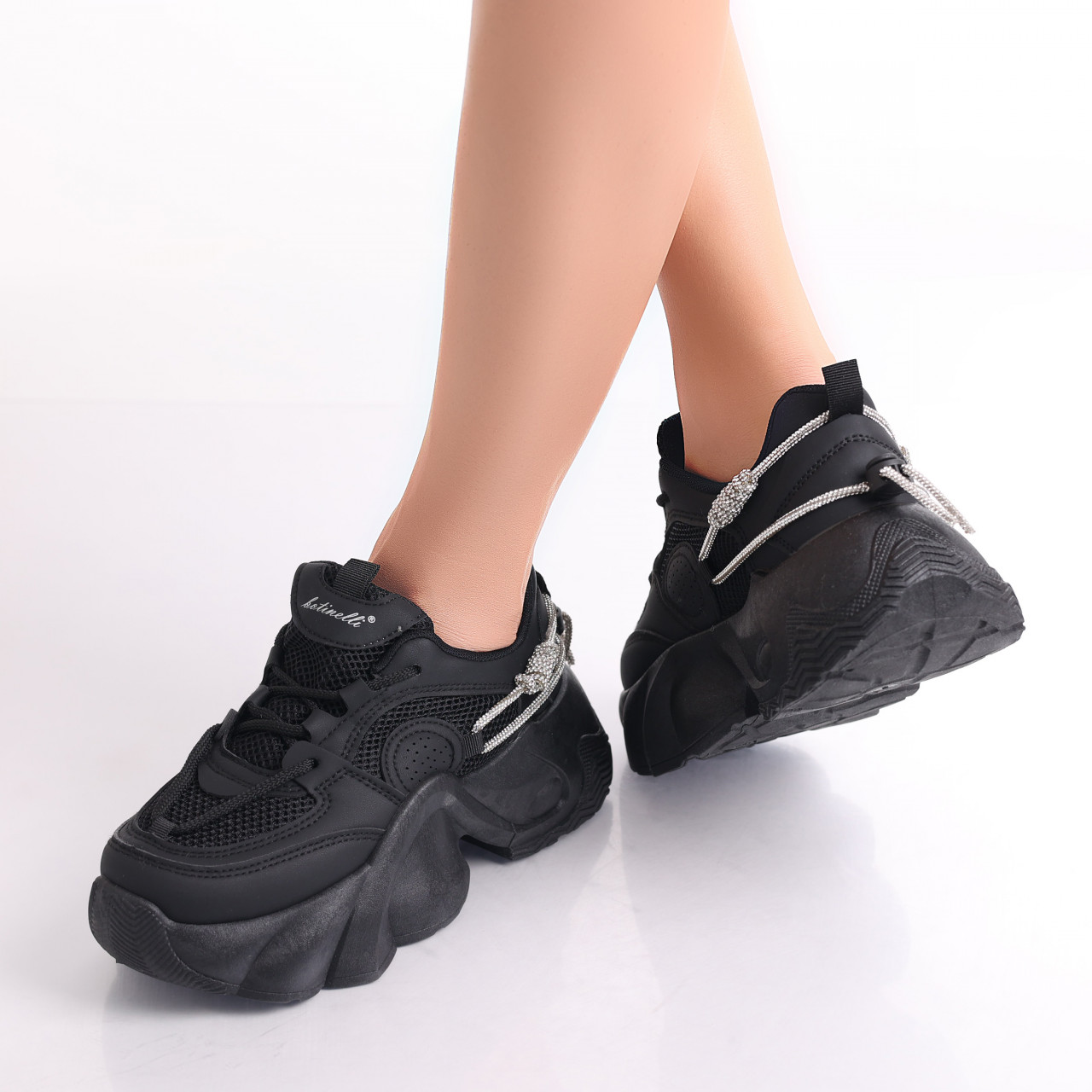 Sneakers dama Negri din Piele Ecologica Dionisa - poza 4