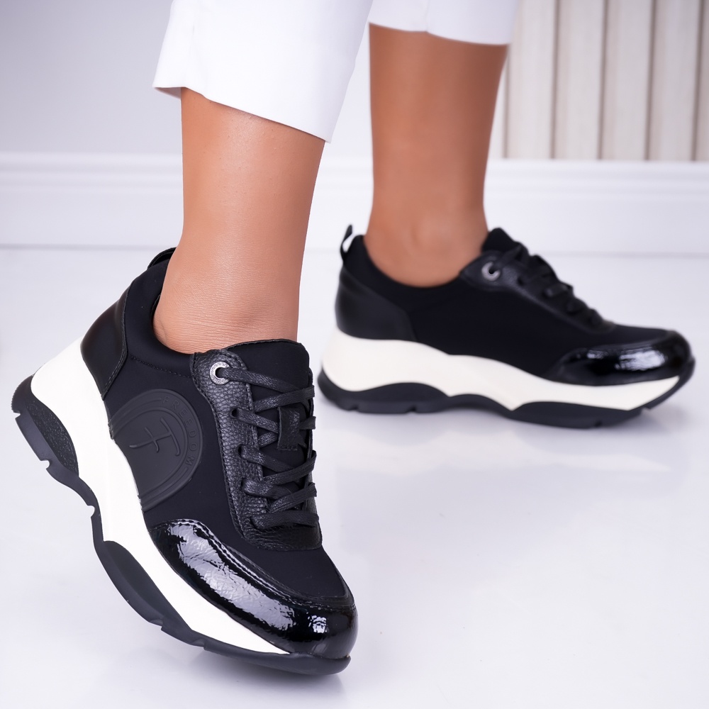Sneakers dama Negri din Piele Ecologica Rhea - poza 1