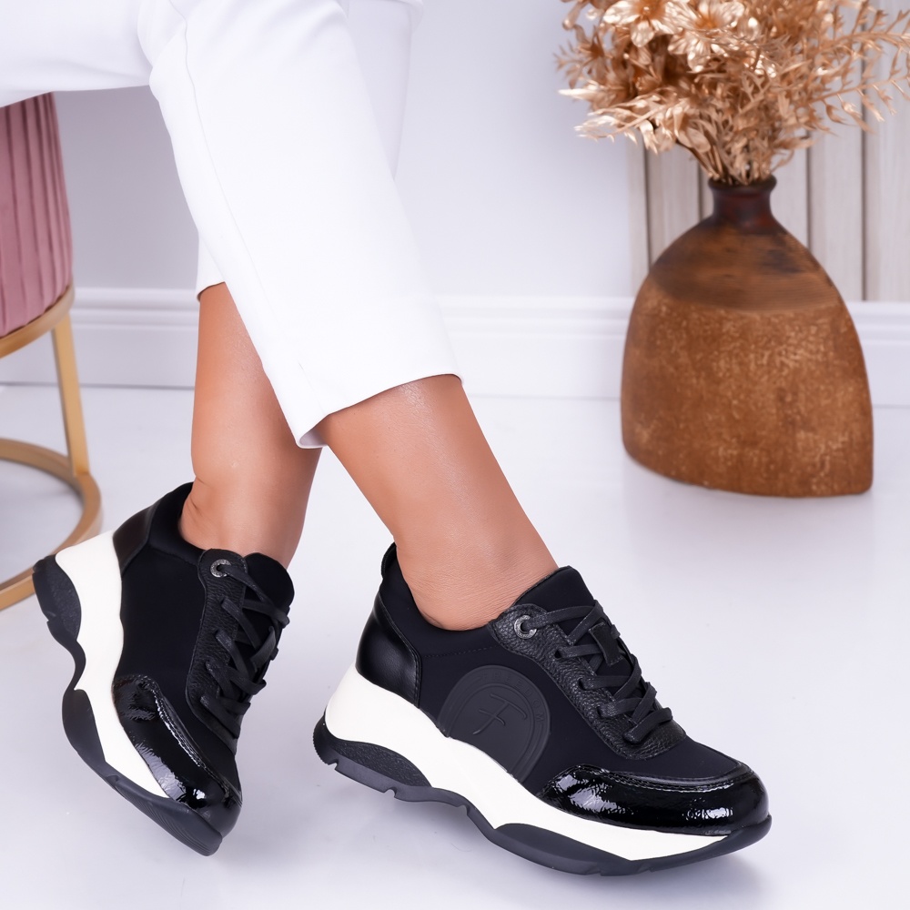 Sneakers dama Negri din Piele Ecologica Rhea - poza 3