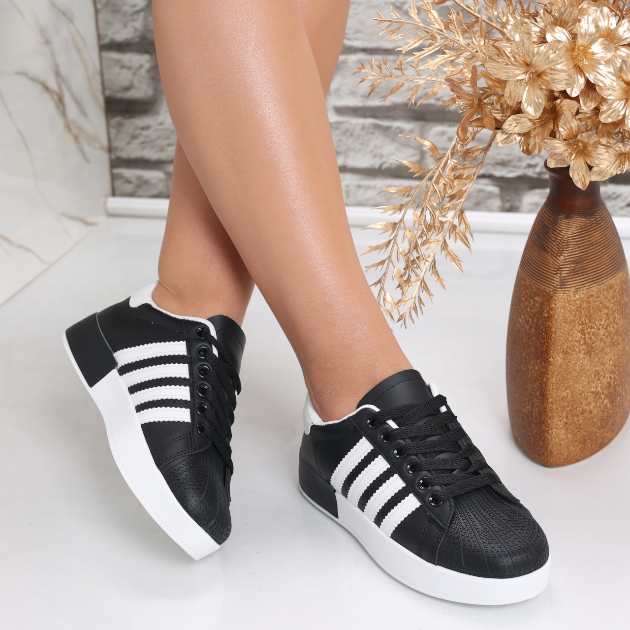 Sneakers dama Negri din Piele Ecologica Talisa - poza 2