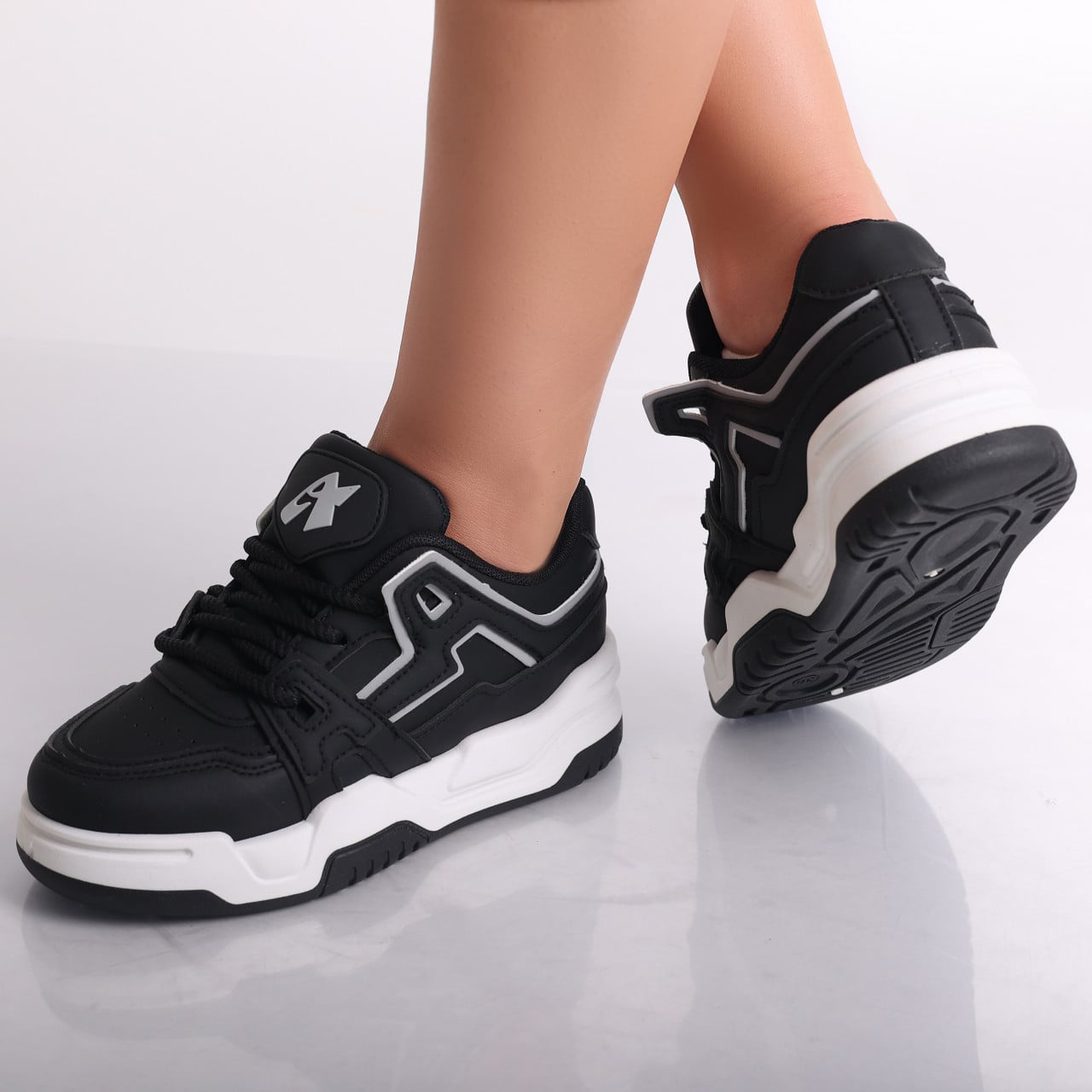 Sneakers dama Negri din Piele Ecologica Yuridia - poza 3