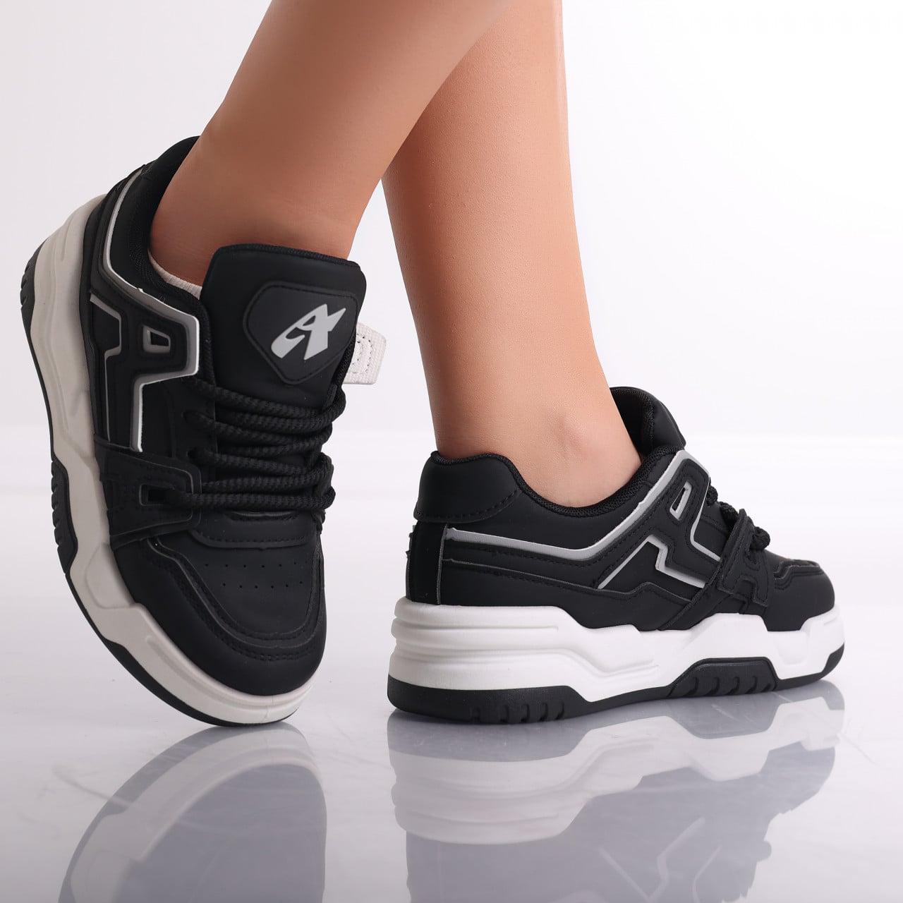 Sneakers dama Negri din Piele Ecologica Yuridia - poza 4