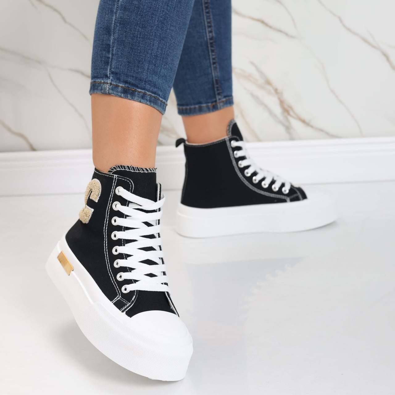 Sneakers dama negri din textil Aylin - poza 3