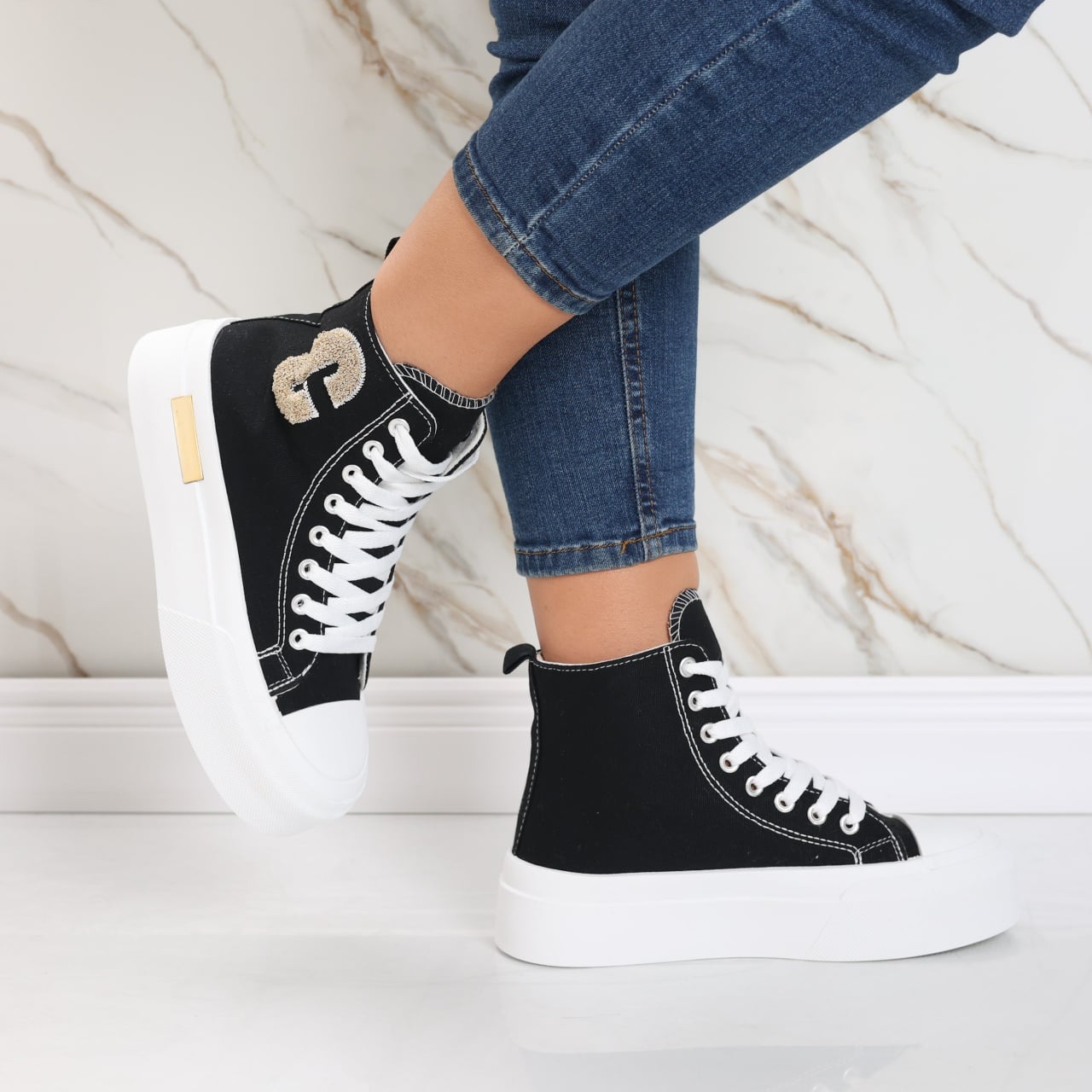 Sneakers dama negri din textil Aylin - poza 5