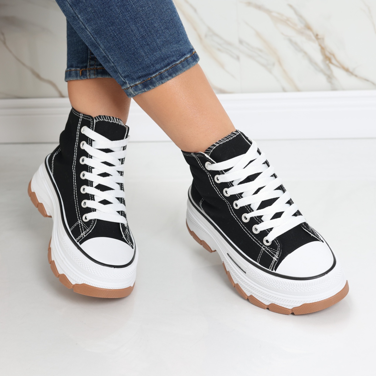 Sneakers dama negri din textil Faye - poza 2