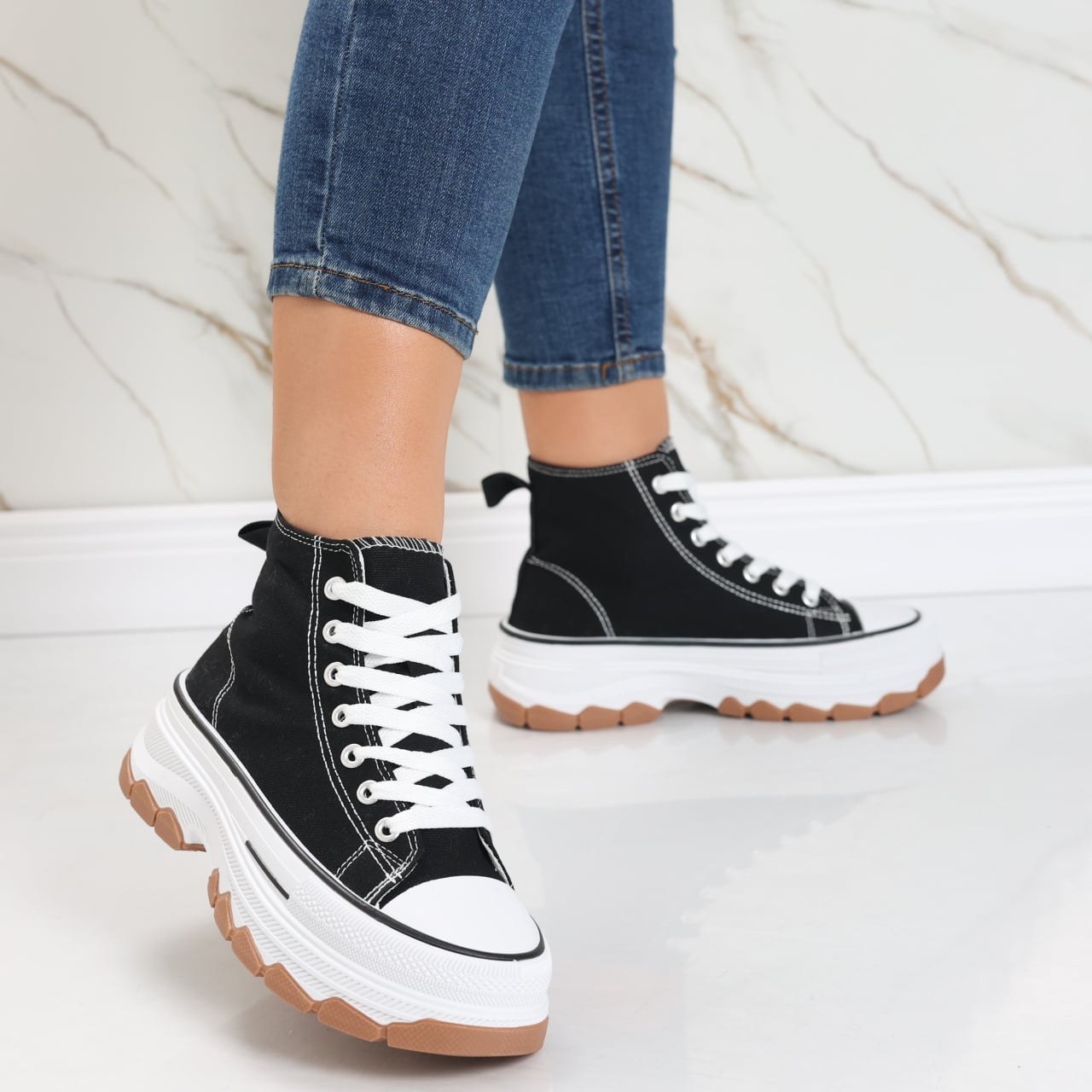 Sneakers dama negri din textil Faye - poza 3