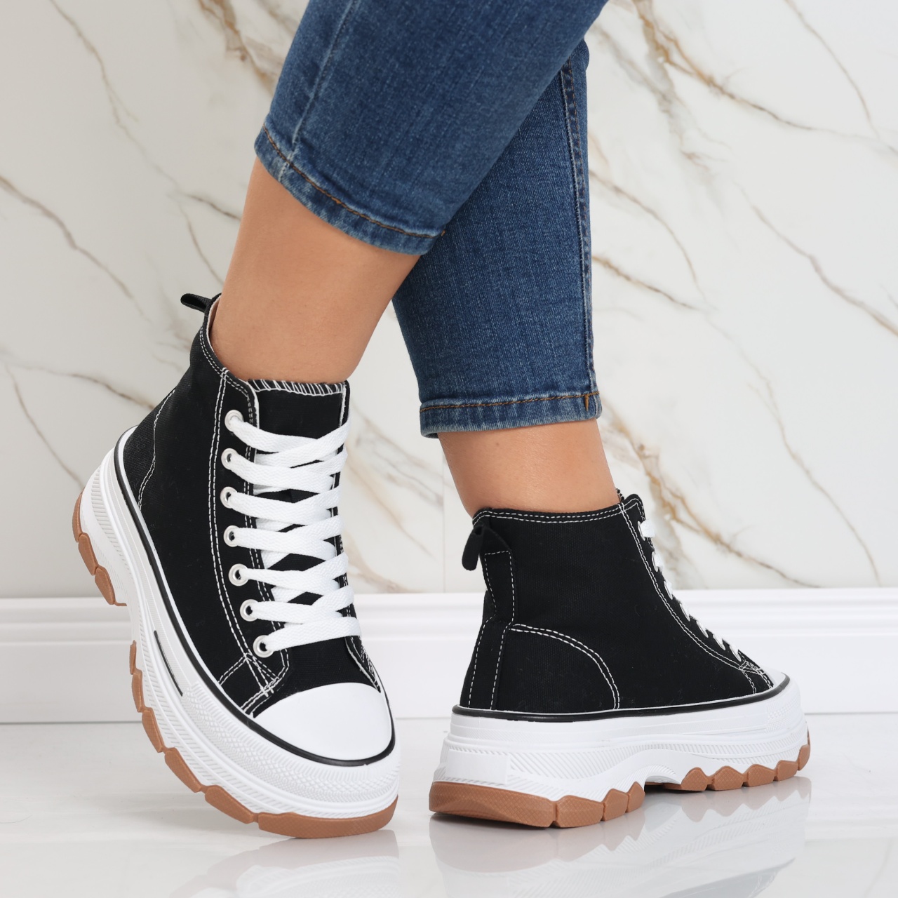 Sneakers dama negri din textil Faye - poza 4