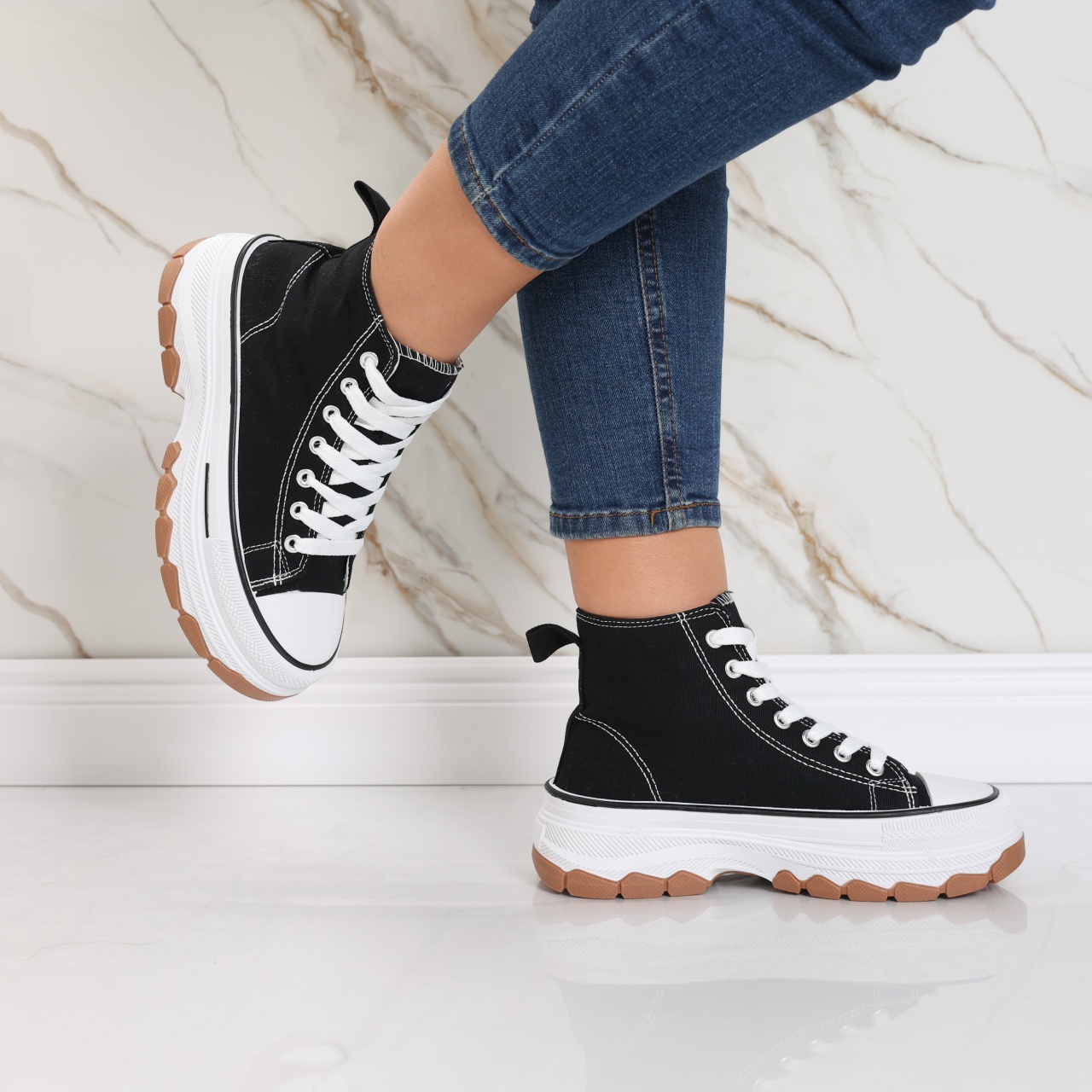 Sneakers dama negri din textil Faye - poza 5