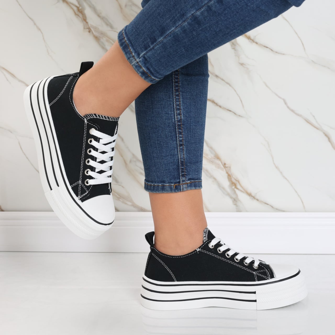 Sneakers dama negru din textil Elsie - poza 1