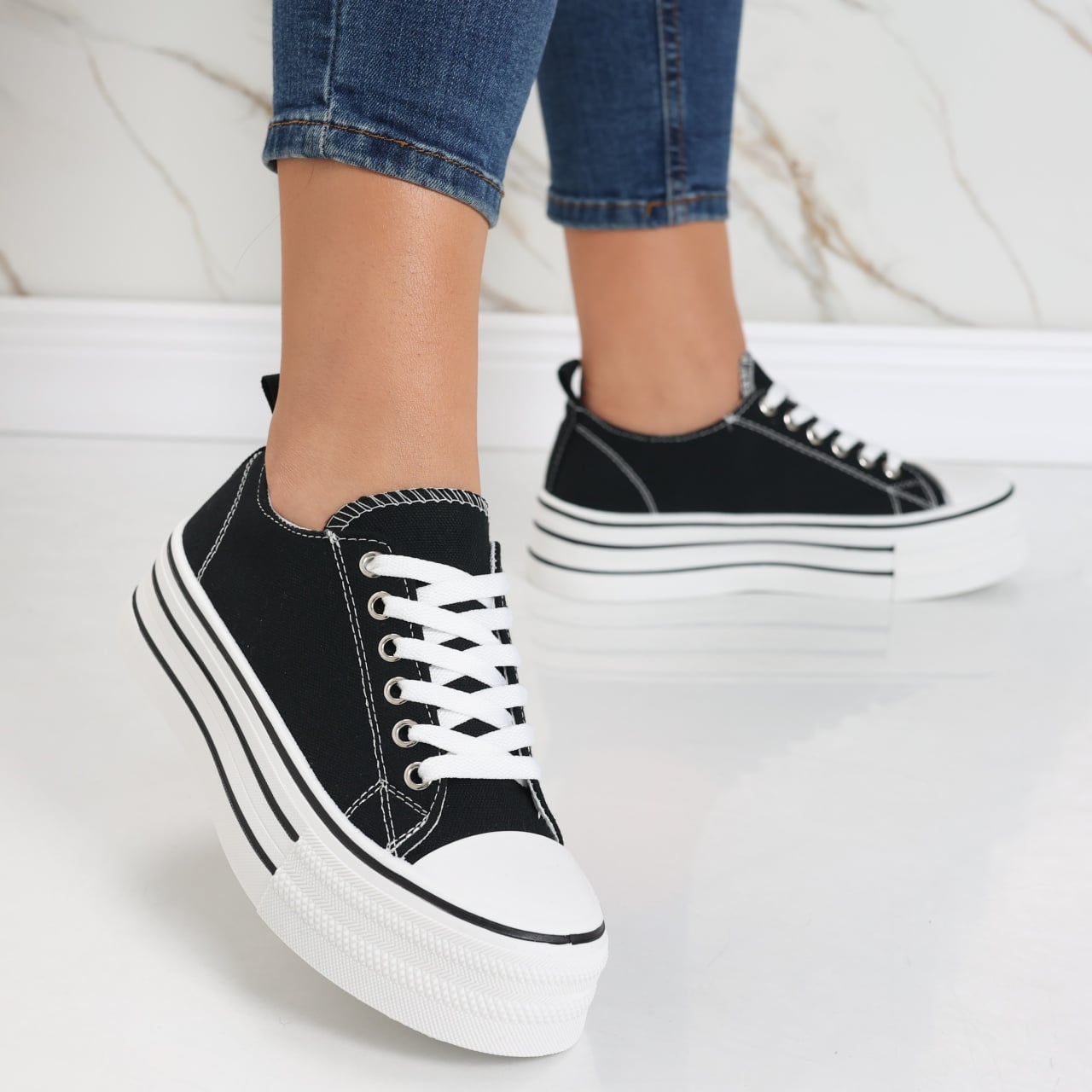 Sneakers dama negru din textil Elsie - poza 2