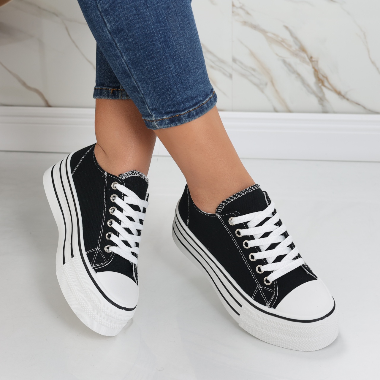 Sneakers dama negru din textil Elsie - poza 3