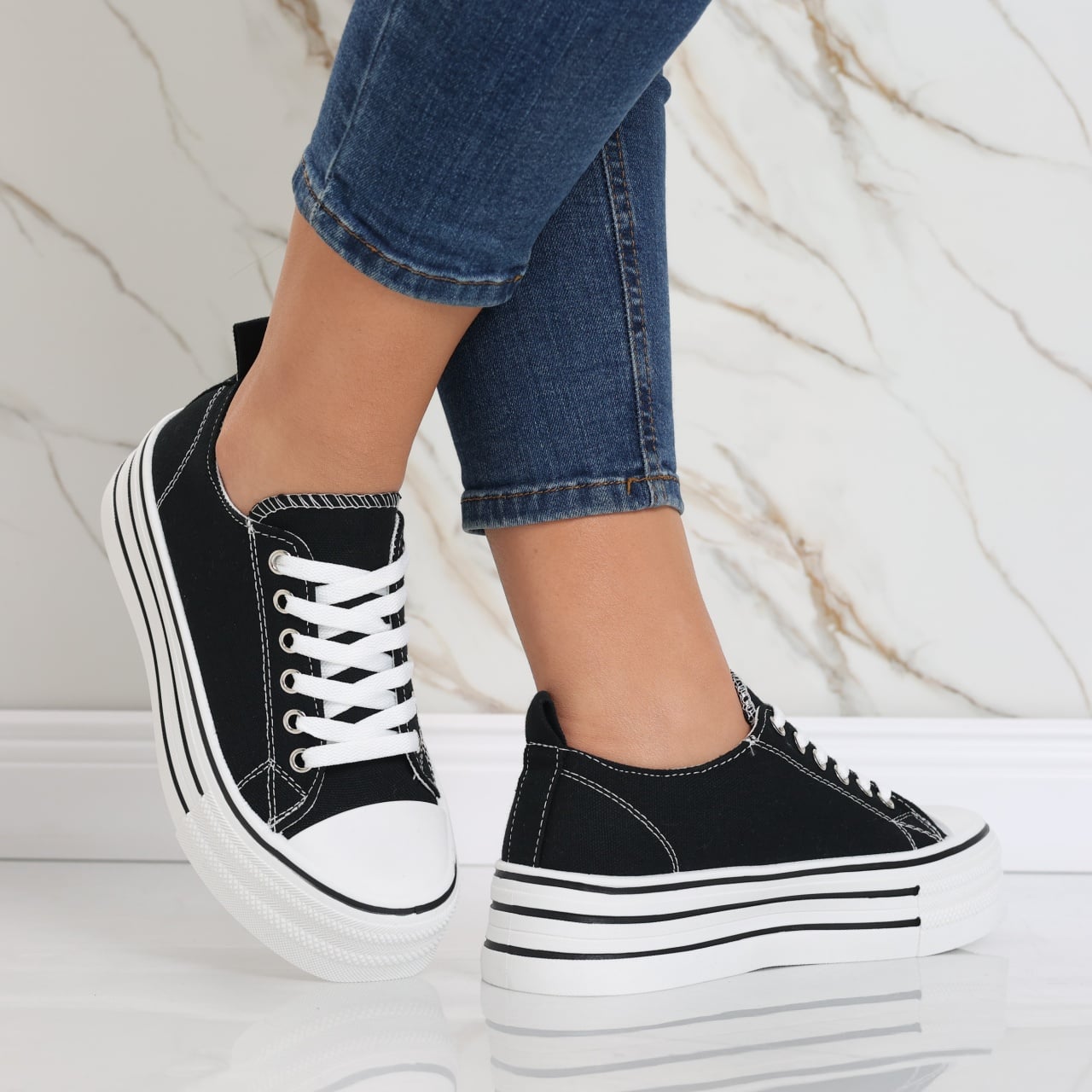 Sneakers dama negru din textil Elsie - poza 4