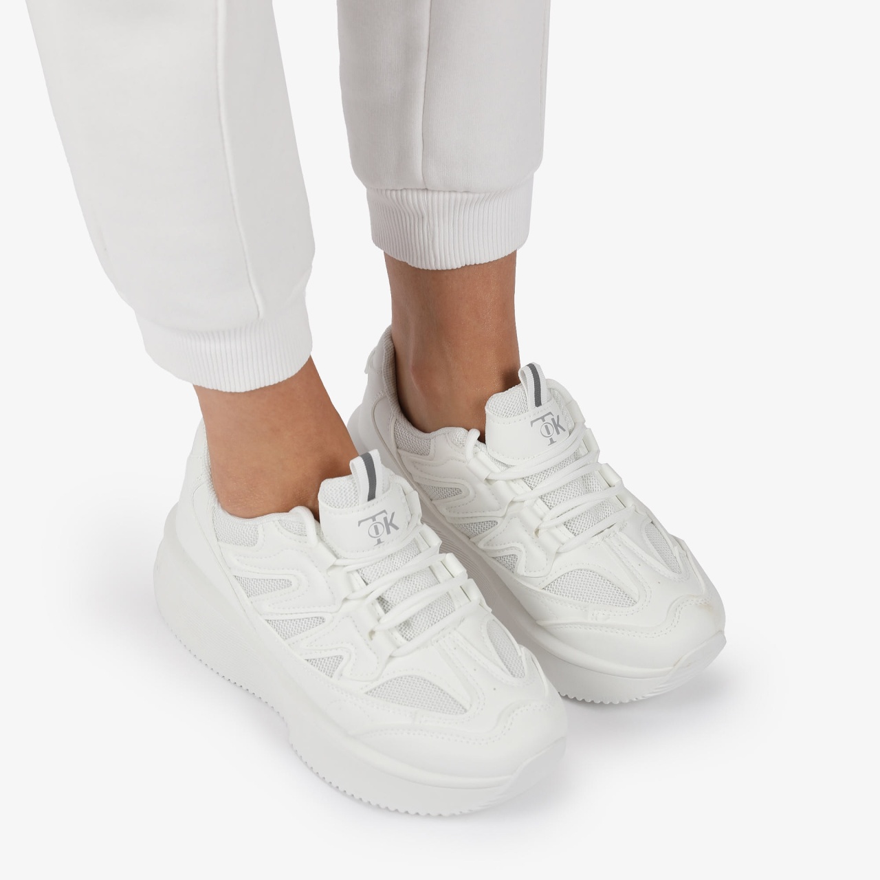 SNEAKERS din PIELE ECOLOGICA SI TEXTIL Multicolor CRL1279 ALB