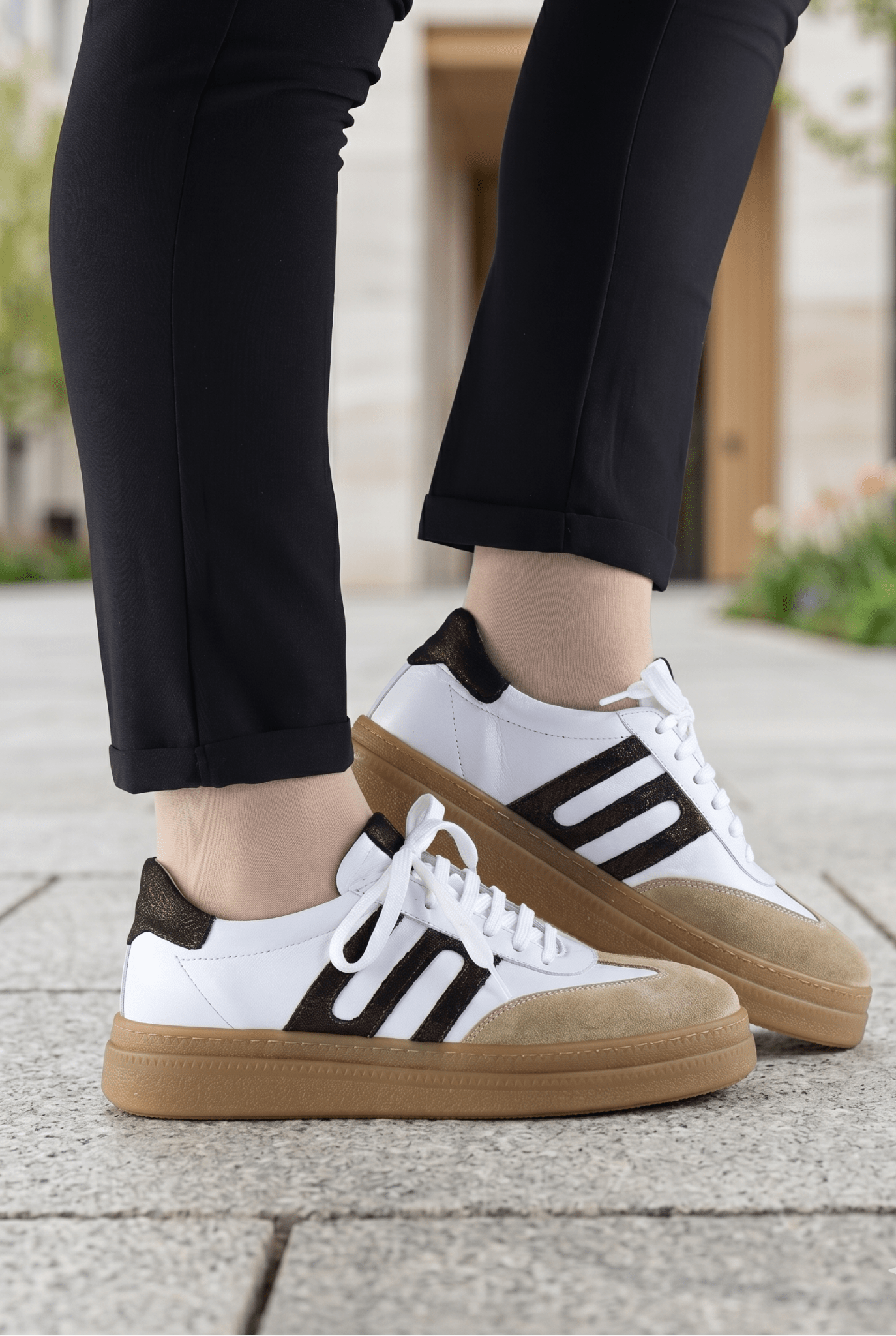 Sneakers din Piele Naturala Alba - GEZ WHITE