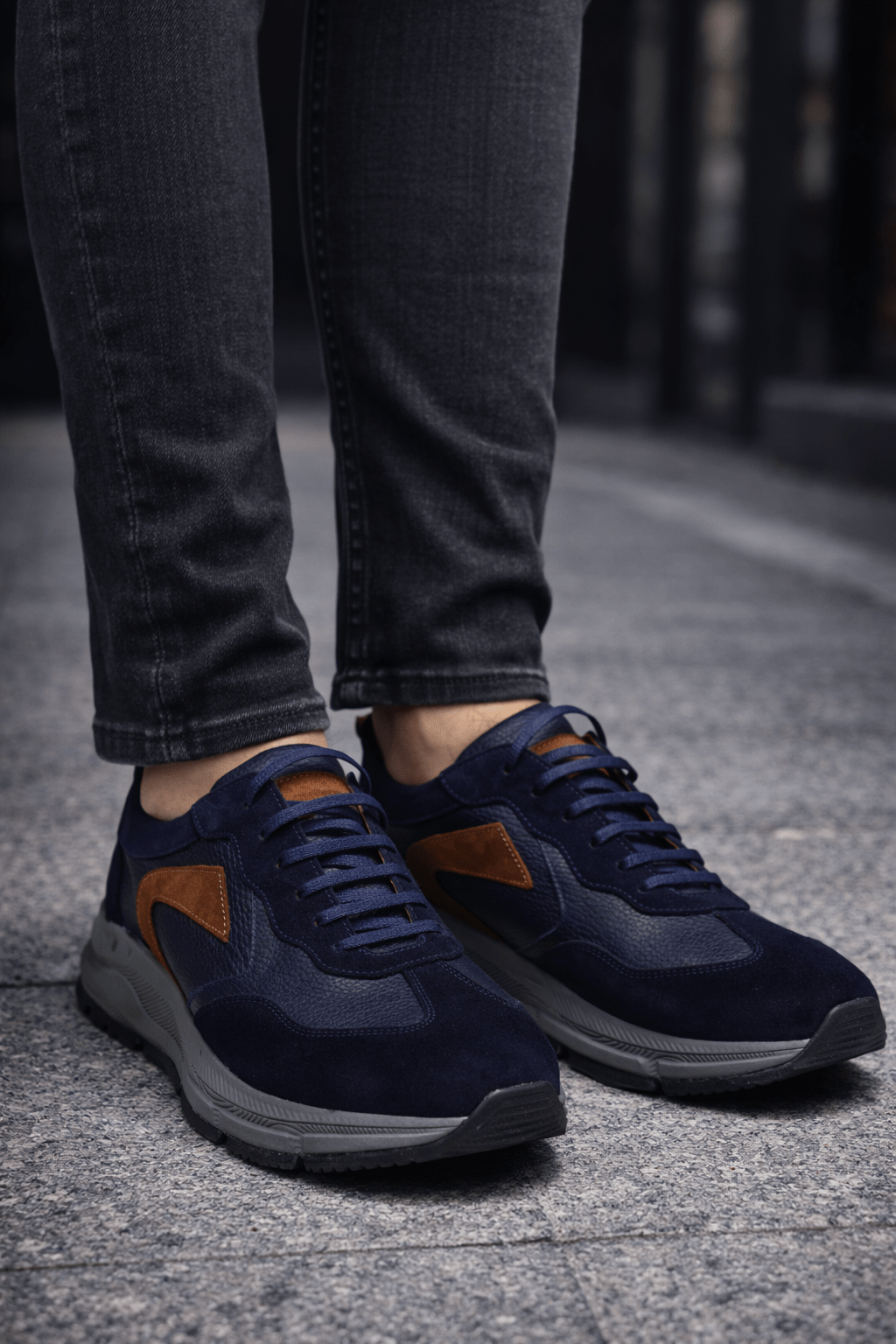 Sneakers din Piele Naturala Albastri - VEX BLU