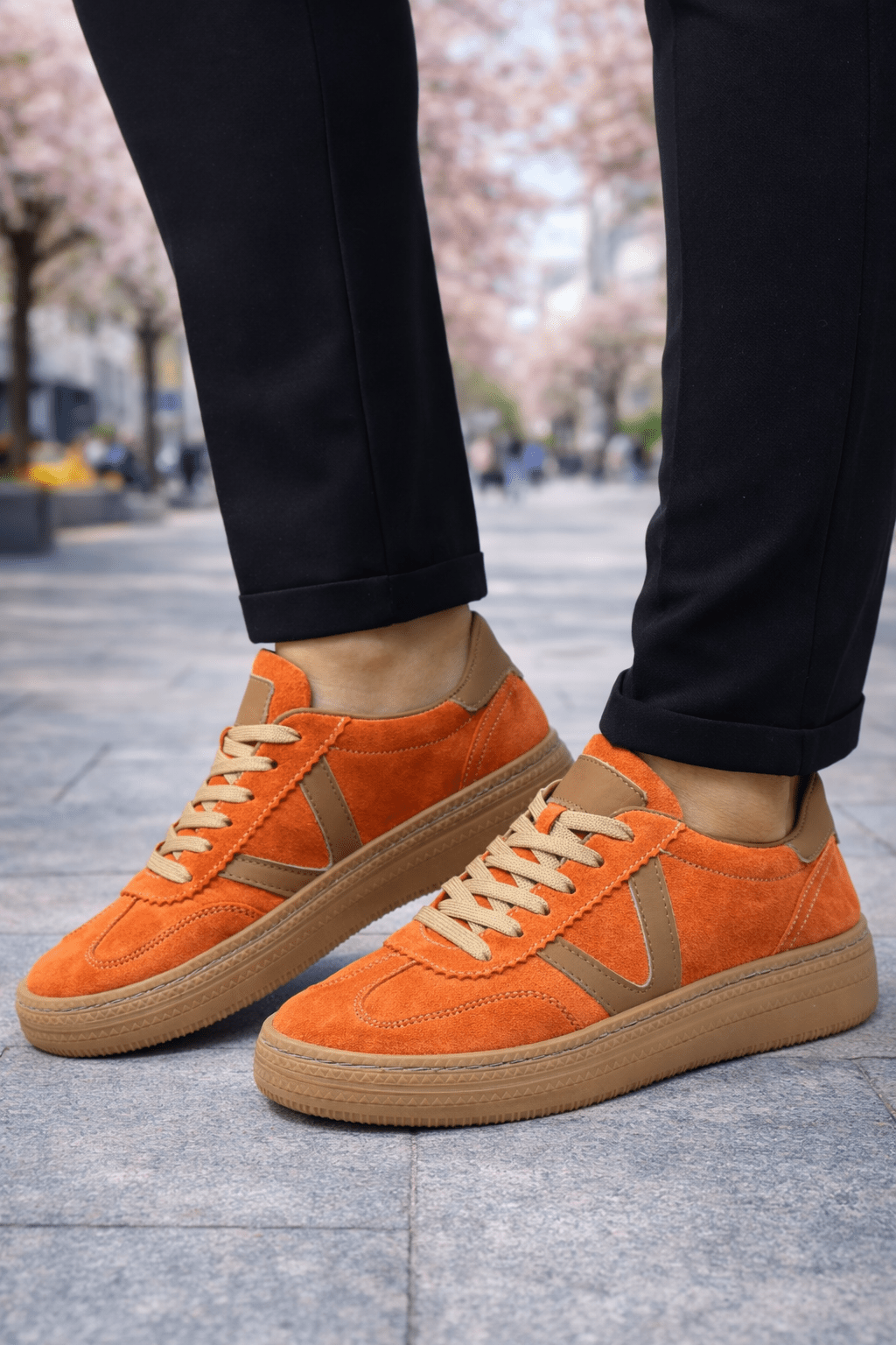 Sneakers din Piele Naturala Orange - JOANA