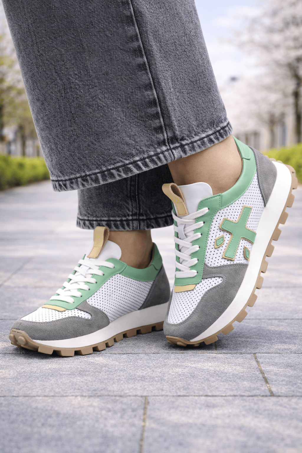 Sneakers din Piele Naturala Verde - CORYA GREEN
