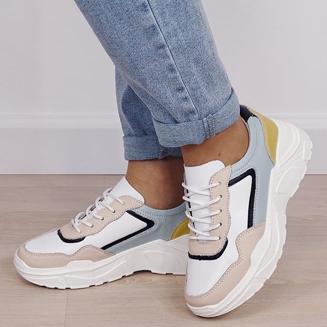 Sneakersi bej din piele naturala 5092 M2