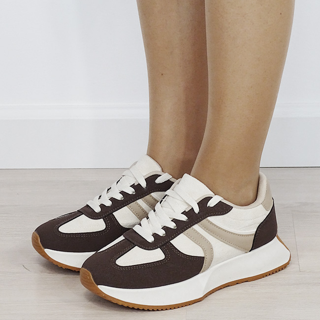 Sneakersi dama maro bej cu talpa groasa 9013 M2