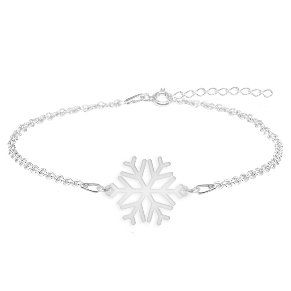 Snowflake - Bratara personalizata argint 925 15 + 3cm cu pandantiv Fulg