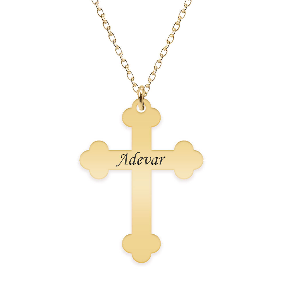 Stavros - Colier personalizat cruce din Argint 925 placat cu aur galben 24 karate