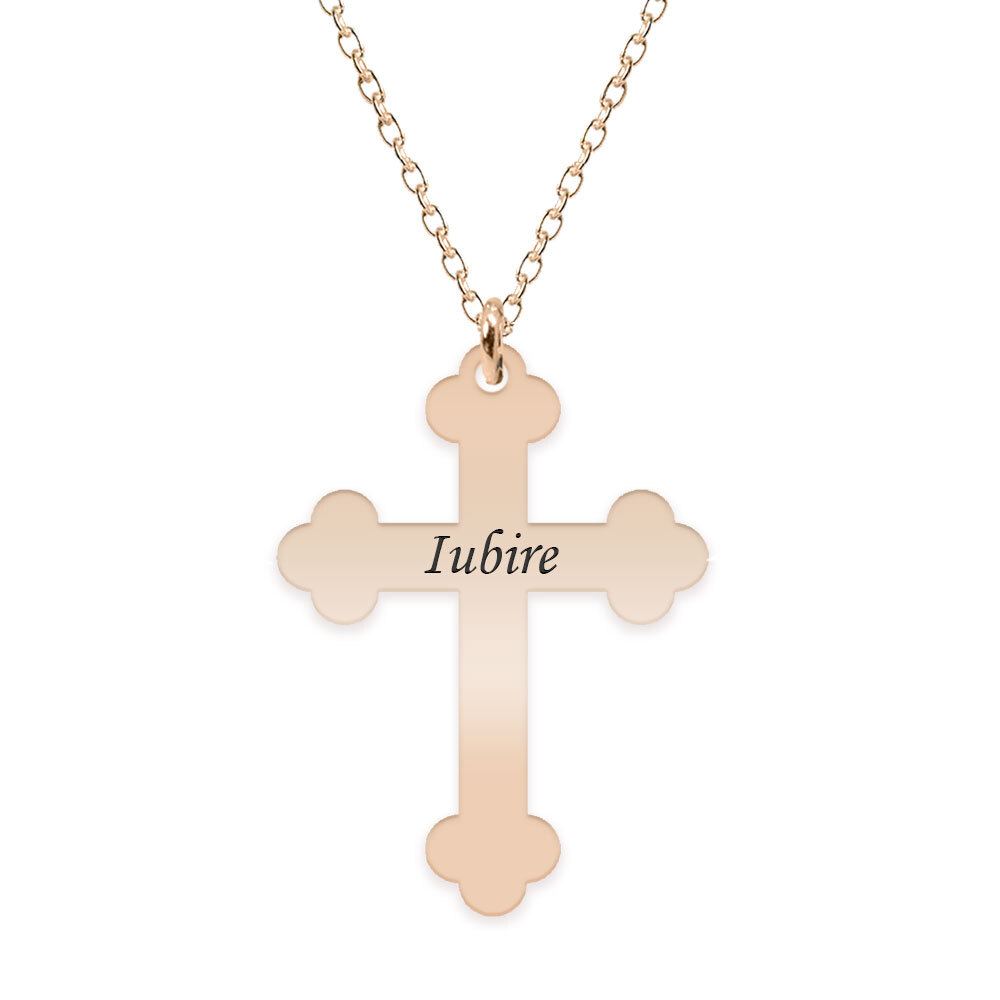 Stavros - Colier personalizat cruce din Argint 925 placat cu aur roz