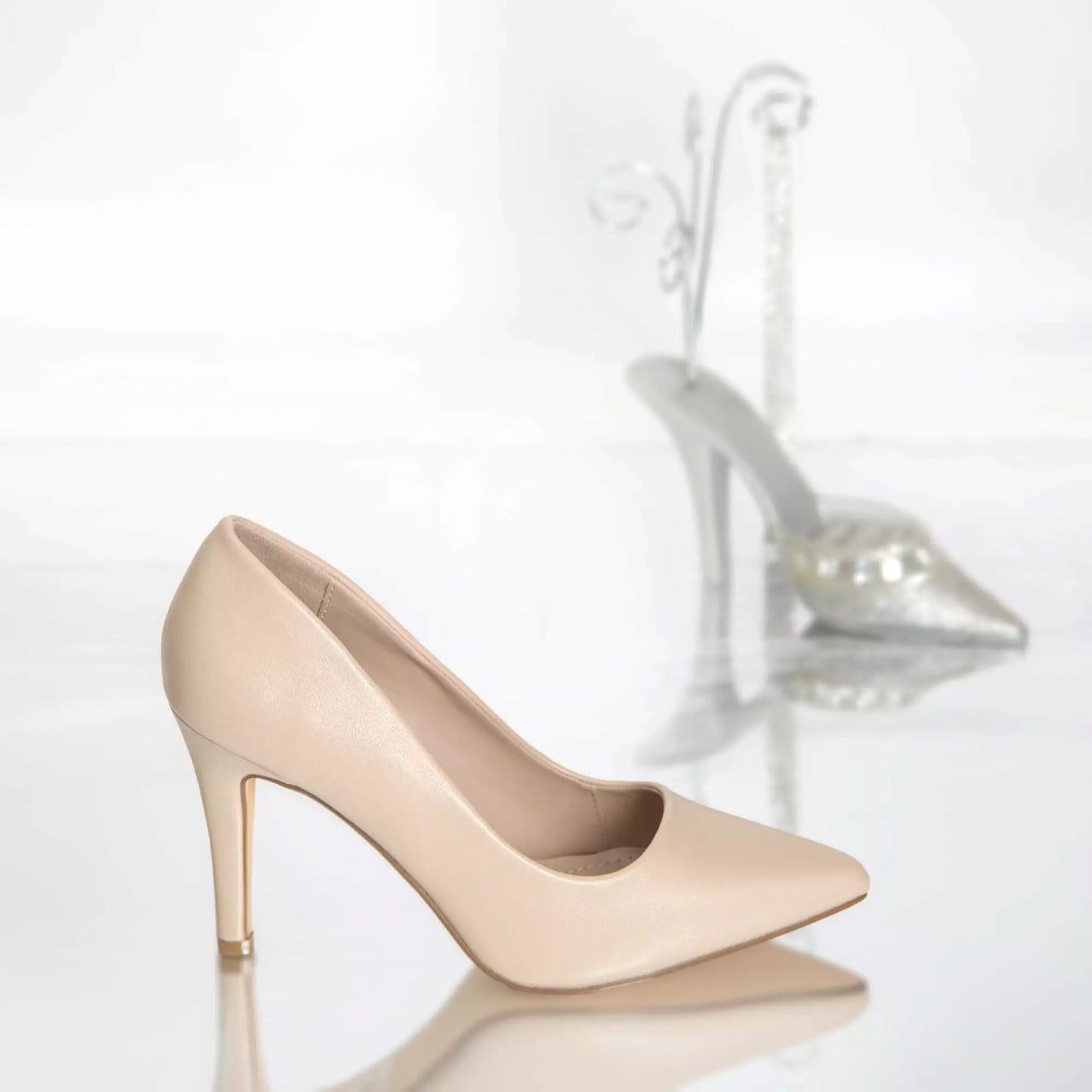 Stiletto adeline bej piele ecologica - poza 2