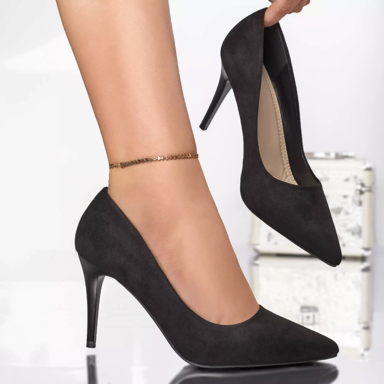 Stiletto britney negru catifea - poza 4