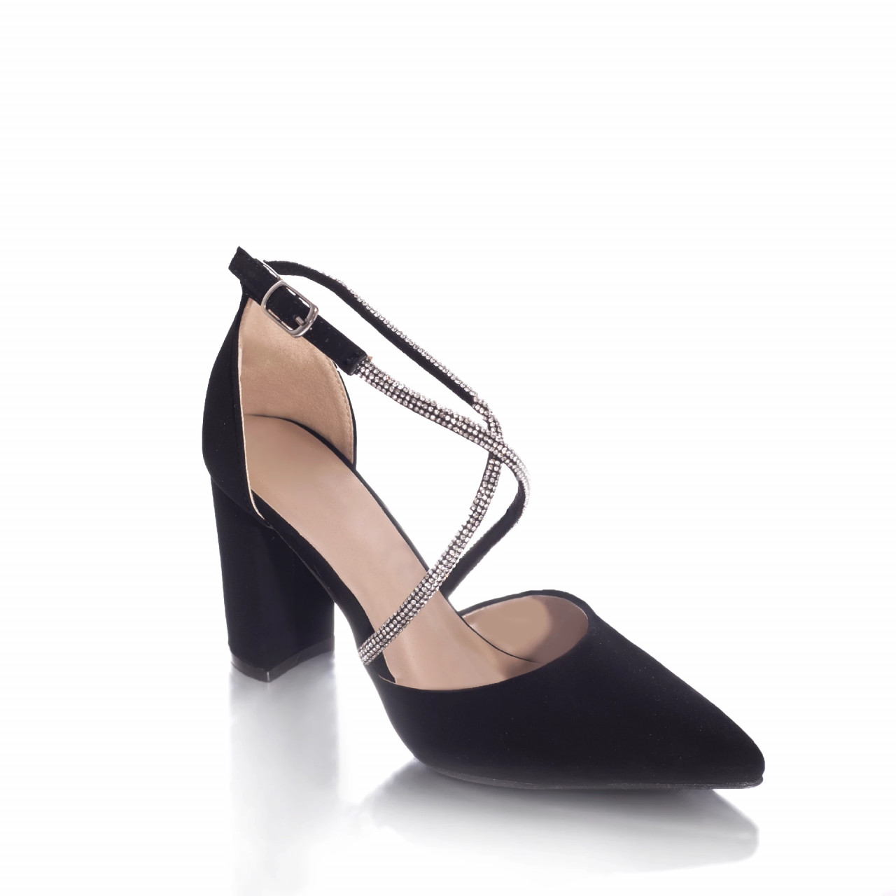 Stiletto cirene saten negru - poza 3