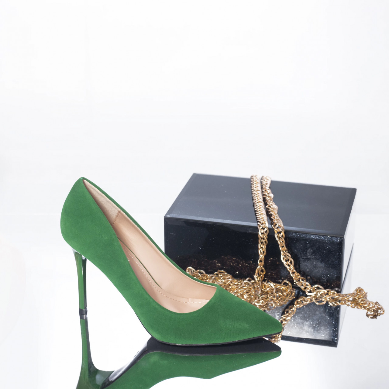 Stiletto jolanda piele ecologica intoarsa verde - poza 3