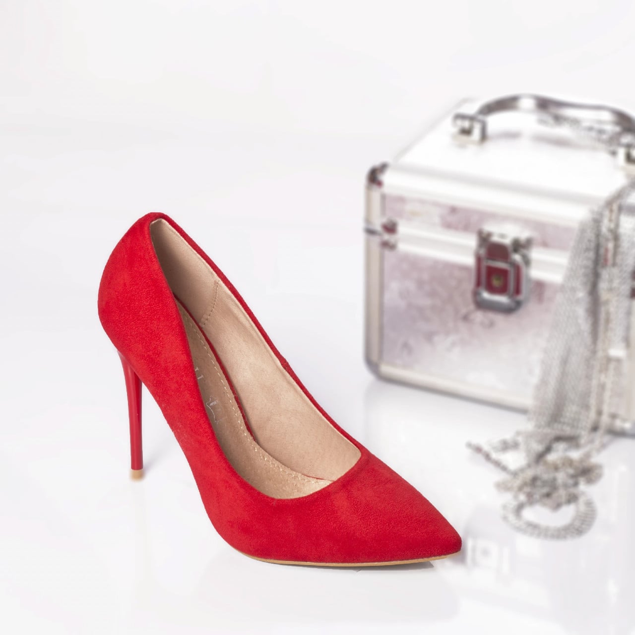 Stiletto liliana piele ecologica intoarsa red - poza 3