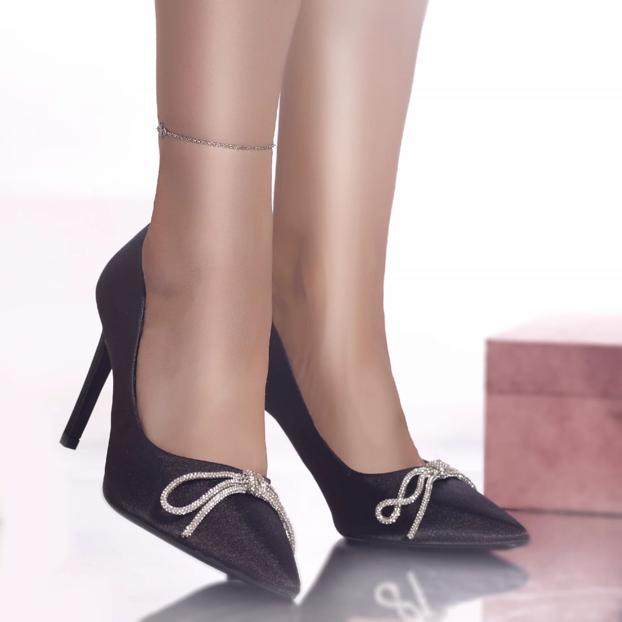 Stiletto vyvy saten negru - poza 1