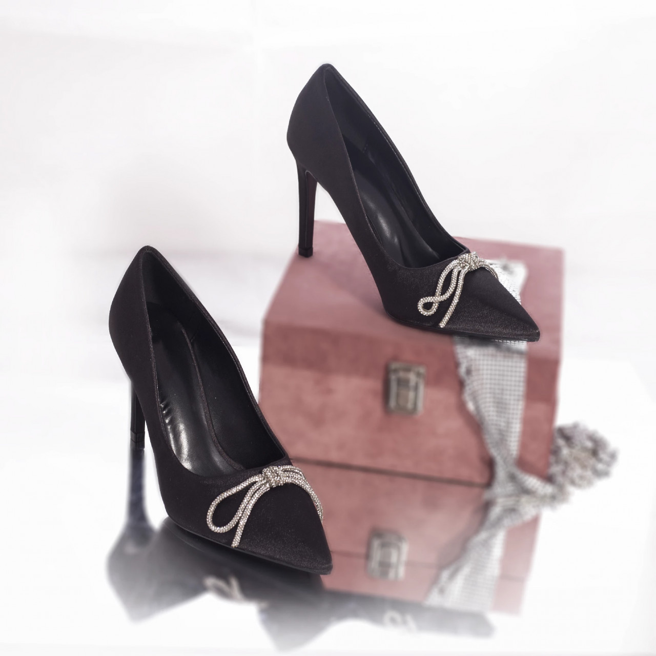Stiletto vyvy saten negru - poza 2