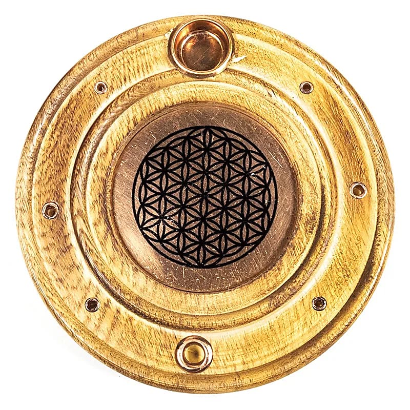 Suport ardere betisoare parfumate din lemn de mango - Flower of Life | Model 2