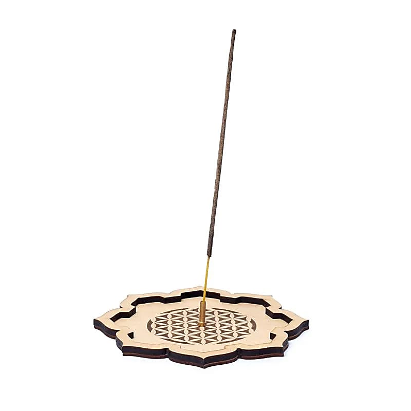 Suport ardere betisoare parfumate din lemn Flower of Life 15 cm