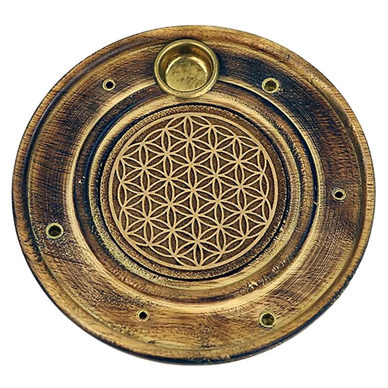 Suport ardere betisoare parfumate si conuri din lem | Flower of life