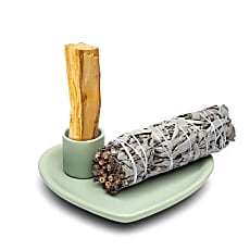Suport ardere pentru fumigație și Palo Santo – model inimă, verde pastel
