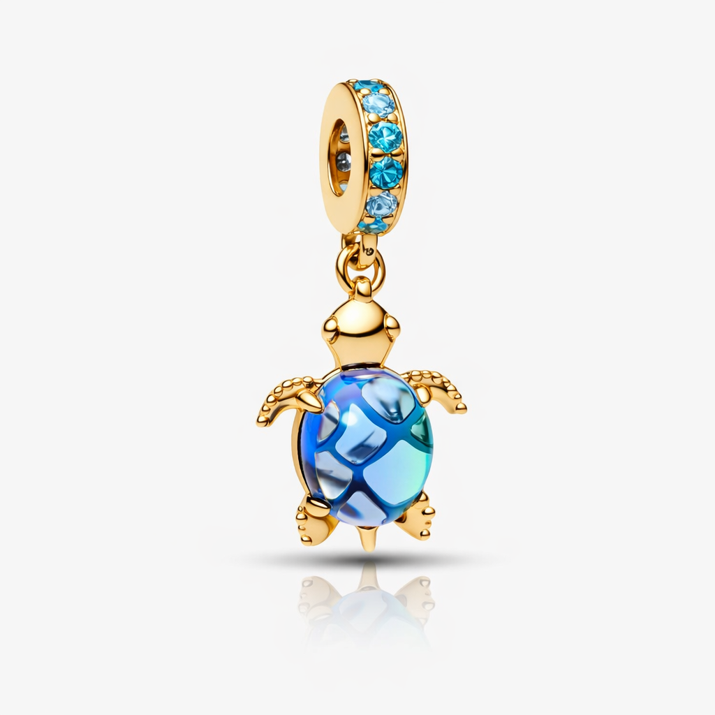 Talisman Pandantiv Broasca Albastra Gold Cu Argint